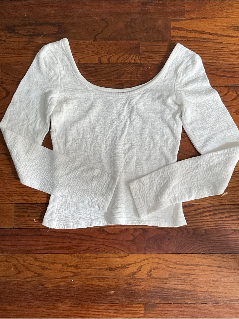 White Long-Sleeve Scoop Neck Top